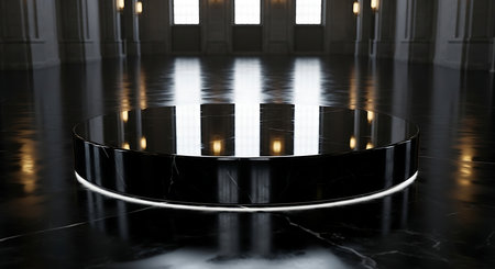 Futuristic industrial interior with glowing vertical lights and metallic structuresの素材