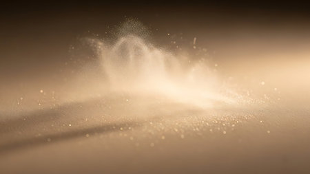 Abstract glowing light streaks and particles creating a dynamic and ethereal artistic background effectの素材