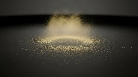 A bright golden spotlight illuminates a circular area on a dark textured surface creating a magical atmosphereの素材