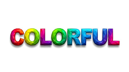 The word colorful rendered in vibrant textured 3d letters with a rainbow gradient against a white backgroundの素材