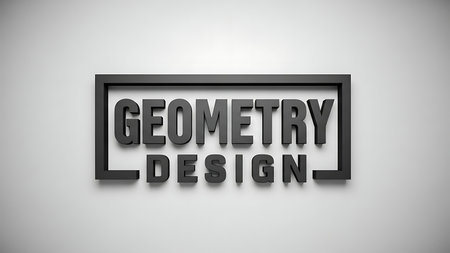 Bold 3d geometric text design featuring the words geometry and design inside a rectangular frameの素材