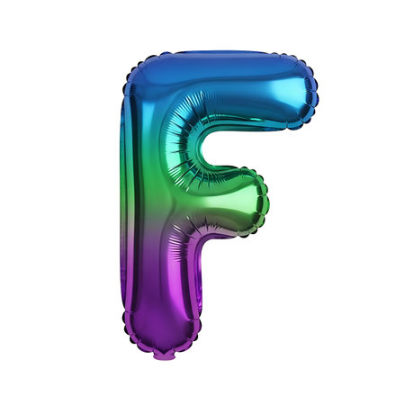 Letter F from alphabet balloons in the colors of the rainbow. 3D Renderingの素材