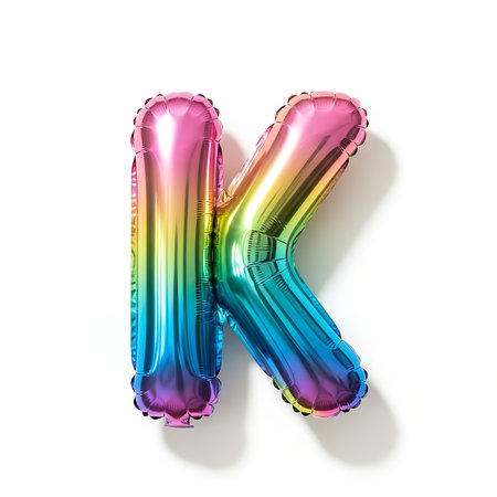 letter K from multi-colored balloons isolated on white background. 3D illustrationの素材