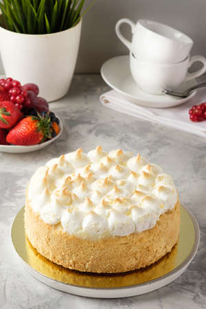 Home made cake with chocolate icingの写真素材