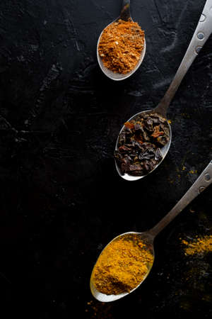 Various colorful spices top viewの写真素材