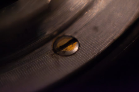 Close-up of a vintage film camera lens bolt. Macro photoの写真素材
