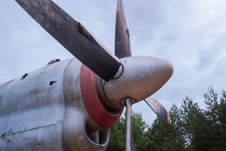 Close-up of the propeller of an old airplane. Longing for the sky. Remains of past glory. Abandoned...