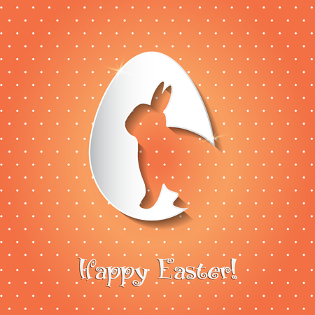 Happy Easter celebration card with shiny colorful Easter egg and bunnyのイラスト素材