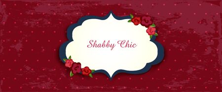 shabby chic. congratulations card. Template for wedding invitaion. classic romantic english style. blue and red. Vector label.のイラスト素材