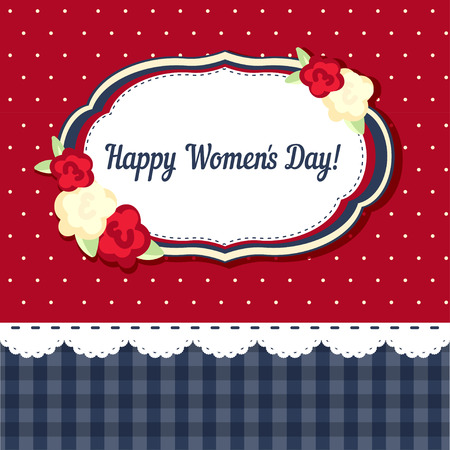 womens day. shabby chic. 8 march. red and yellow roses. frameのイラスト素材