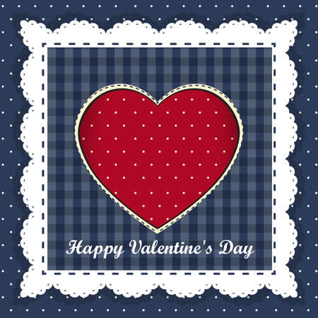 happy valentines day card. red heart on dark blue backgroundのイラスト素材