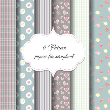 6 patterns. paper for scrapbook. vector backgrounds. frame.のイラスト素材