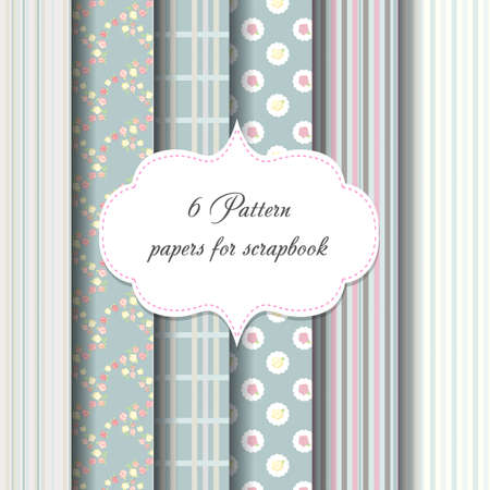 6 patterns. paper for scrapbook. vector backgrounds. frame.のイラスト素材
