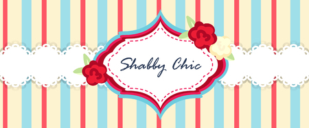 shabby chic. provence style. invitation or congratulation card. floral frame. red blue yellow.のイラスト素材