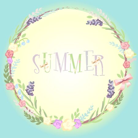 floral frame vector. summer time. cardのイラスト素材