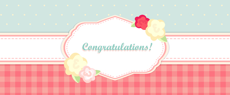 shabby chic. provence style. invitation or congratulation card. floral frame with lace. blue, yellow,pink.のイラスト素材
