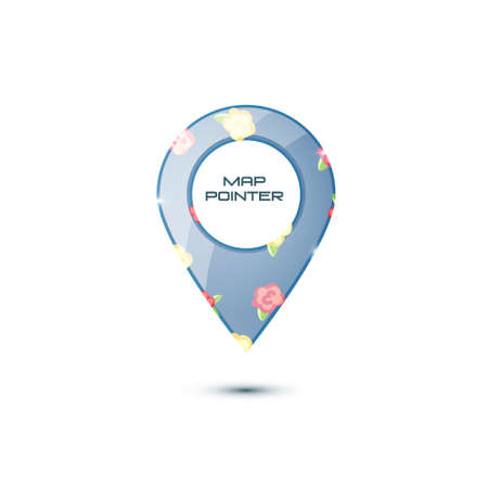 Map vector icon. Location pointer. blue gloss surface. shabby chic english styleのイラスト素材