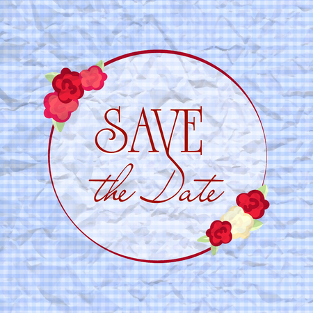 Vector wedding card or invitation. vintage. torn sheet of paper. save the date, roses.のイラスト素材