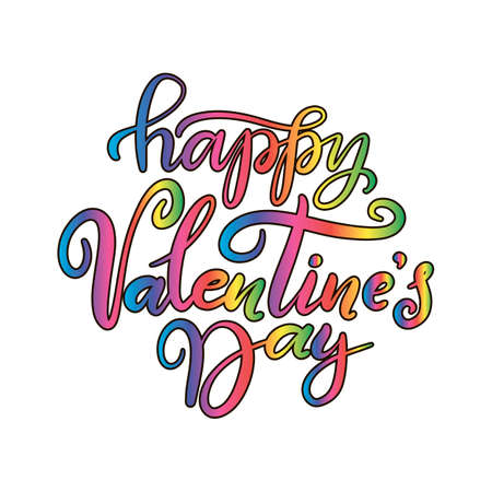 Lettering illustration for Happy Valentines Day. Romantic invitation or greeting card, typography poster with modern calligraphy. Vector Illustration with texture eps10のイラスト素材