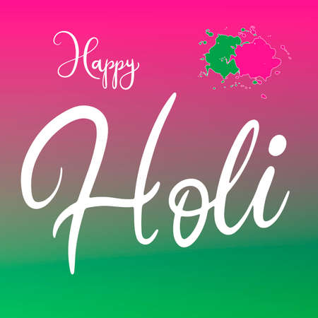 Lettering illustration for Indian Happy holi festival of colours. Vector EPS10 in calligraphy style with powder paint splash elements for logo, greeting card, banner, invitation  designのイラスト素材