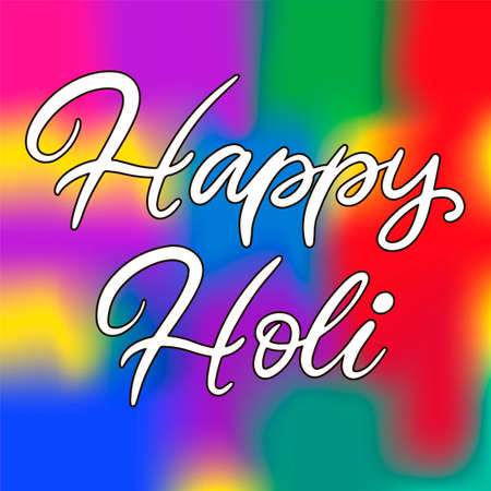 Lettering illustration for Indian Happy holi festival of colours. Vector EPS10 in calligraphy style with powder paint splash elements for logo, greeting card, banner, invitation  designのイラスト素材