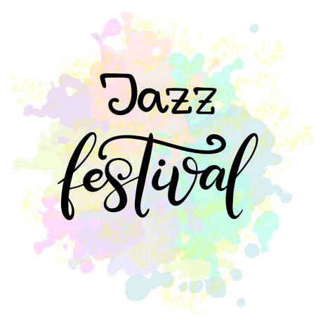 Music festival lettering vector illustration with acoustic guitar. Modern calligraphy style template for poster, banner, flyer, ticket, event program, brochure for summer open air rock, pop or jazz concert. EPS10のイラスト素材