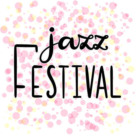 Music festival lettering vector illustration with acoustic guitar. Modern calligraphy style template for poster, banner, flyer, ticket, event program, brochure for summer open air rock, pop or jazz concert. EPS10のイラスト素材