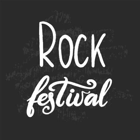 Music festival lettering vector illustration with acoustic guitar. Modern calligraphy style template for poster, banner, flyer, ticket, event program, brochure for summer open air rock, pop or jazz concert. EPS10のイラスト素材