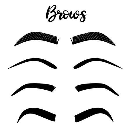 Brows lettering vector illustration for beauty salon, fashion blog, logo, brow master, professional makeup artist. EPS10のイラスト素材