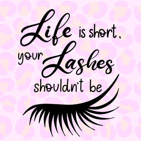 Lashes lettering vector illustration for beauty salon, fashion blog, logo, false eyelashes extensions maker, brow master, professional makeup artist. EPS10のイラスト素材
