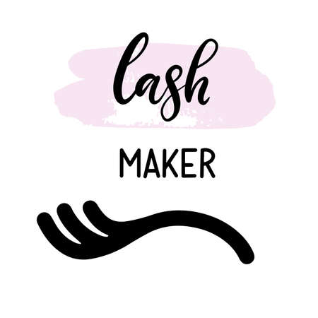 Lashes lettering vector illustration for beauty salon, fashion blog, logo, false eyelashes...