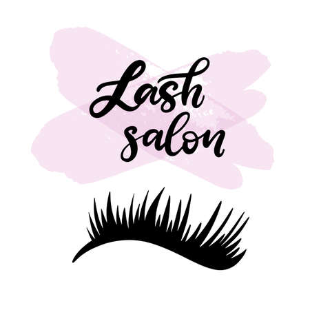 Lashes lettering vector illustration for beauty salon, fashion blog, logo, false eyelashes...