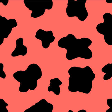 Cow skin seamless pattern vector illustration EPS10. Leather with spots texture ornament. Animal...
