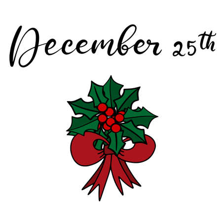 Merry Christmas and happy new year lettering vector illustration. Calligraphic Inscription for december holidays for banners, greeting cards, invitation, gifts, wrapping paper. EPS10のイラスト素材