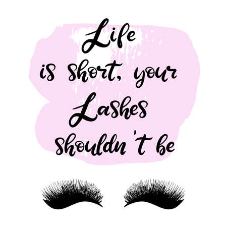 Lashes lettering vector illustration for beauty salon, fashion blog, logo, false eyelashes...