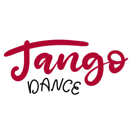 Tango dance class lettering vector illustration. Design template for banner, typography poster, logotype, carnival party invitation and card with text. Shoe with heel. Isolated sticker, sign.のイラスト素材