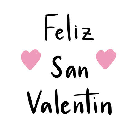 Happy Valentine's day lettering vector card in spanish language. Typography poster with handwritten calligraphy textのイラスト素材
