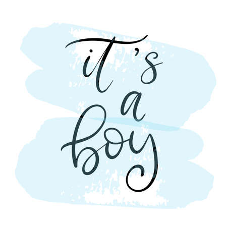 Baby shower girl and boy invitation with hand drawn lettering. Template for birthday party card. Vector illustration.のイラスト素材