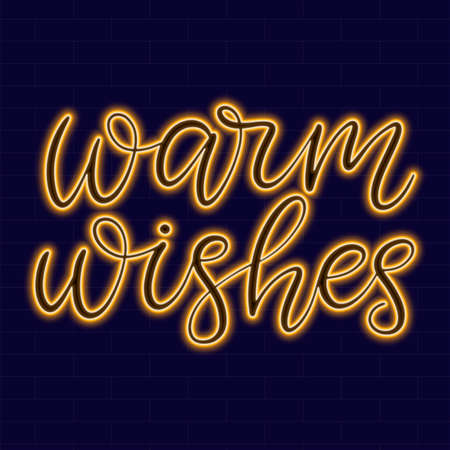 Neon sign with lettering on dark background vector illustration.  design template. Light banner, glowing neon signboard for advertising.のイラスト素材