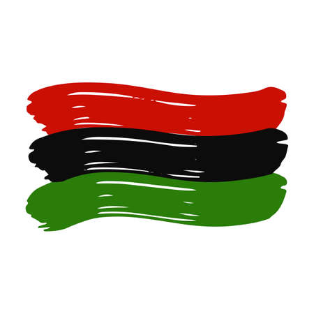 Flag in black, red, green colores as brush strokes. Happy Kwanzaa traditional african american ethnic holiday vector illustration for greeting card, poster, invitation.のイラスト素材
