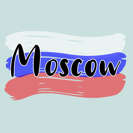 Brushstrokes in colors of national flag. Vector illustration of hand drawn lettering name of country for logotype, icon, poster, Independence Day greeting card, print, website banner, badgeのイラスト素材