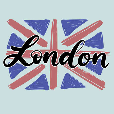 Brushstrokes in colors of national flag. Vector illustration of hand drawn lettering name of country for logotype, icon, poster, Independence Day greeting card, print, website banner, badgeのイラスト素材