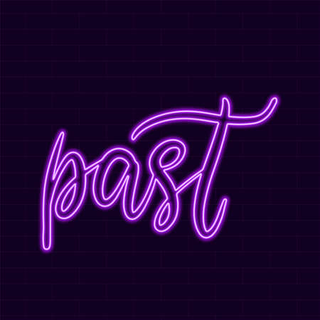 Bright Neon lettering vector illustration with calligraphy style word. Handwritten text for fabric print, poster, card.のイラスト素材