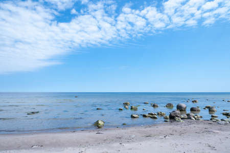 On the east coast of the island of Oland, Sweden, in the Baltic Sea  Empty beach and unspoilt nature の写真素材