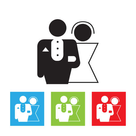Marriage icon. Simple abstract logo of marriage. Bride and fiance picture. Flat vector illustration.のイラスト素材