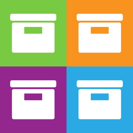 Box icon. Simple logo of box isolated on white background. Flat vector illustration.のイラスト素材