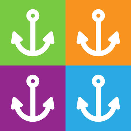 Anchor icon. Simple logo of anchor isolated on white background. Flat vector illustration.のイラスト素材