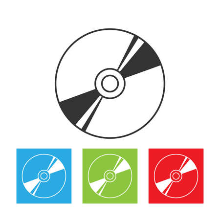 Disk icon. Simple logo of CD or DVD disc isolated on white background. Flat vector illustration.のイラスト素材