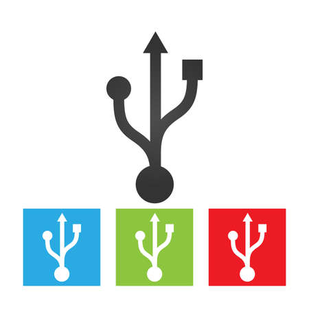Usb icon. Simple logo of usb sign terminal on white background. Flat vector illustration.のイラスト素材