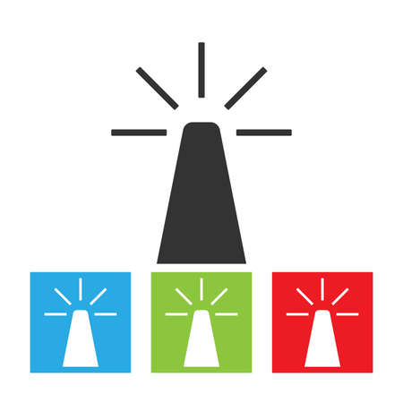 Lighthouse icon. Simple logo of lighthouse building on white background. Flat vector illustration.のイラスト素材